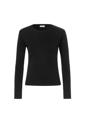 Cotton Long Sleeve Tee | Black