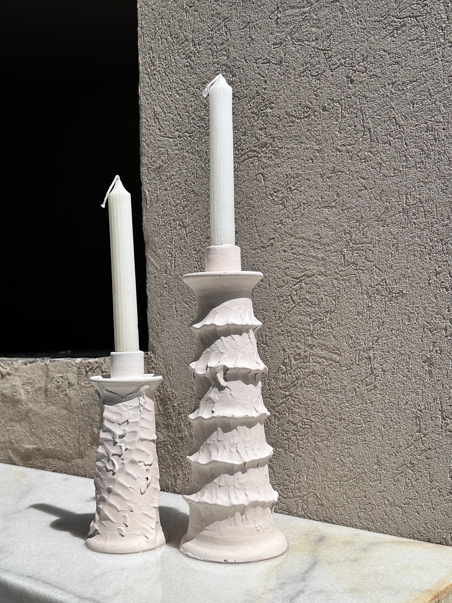 MARRAKECH SMALL PINCHED CANDLESTICK | WHITE