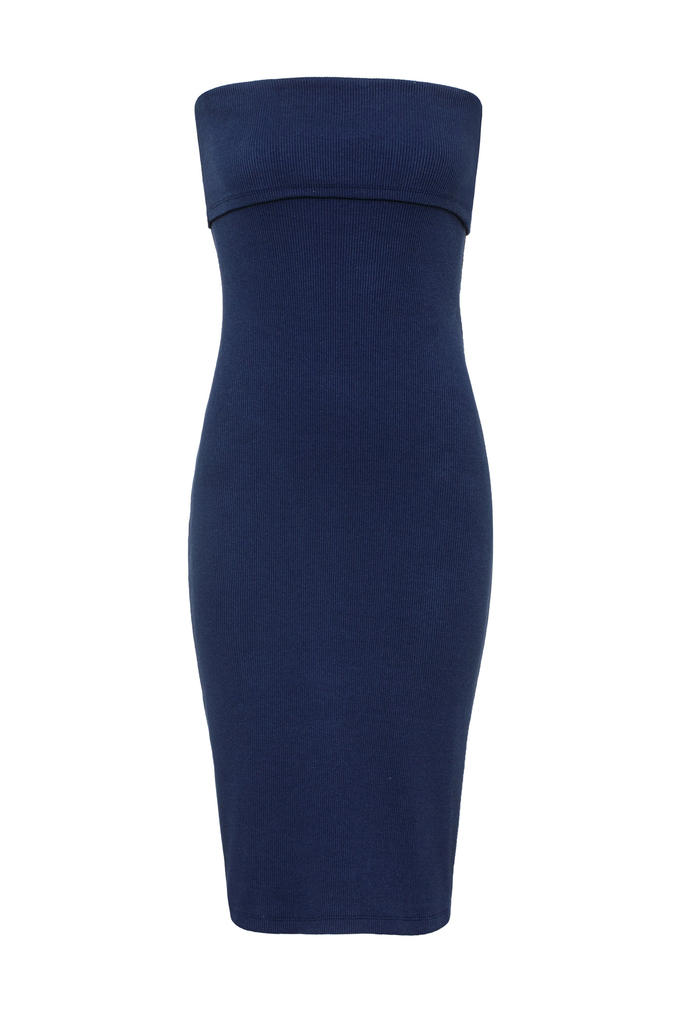 Cotton Rib Midi Dress I NAVY