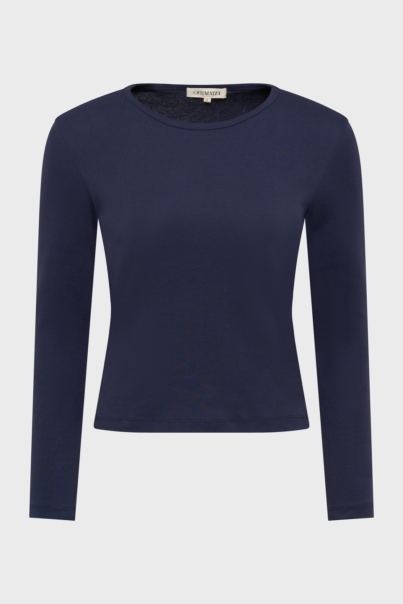 Cotton Long Sleeve Tee | Navy