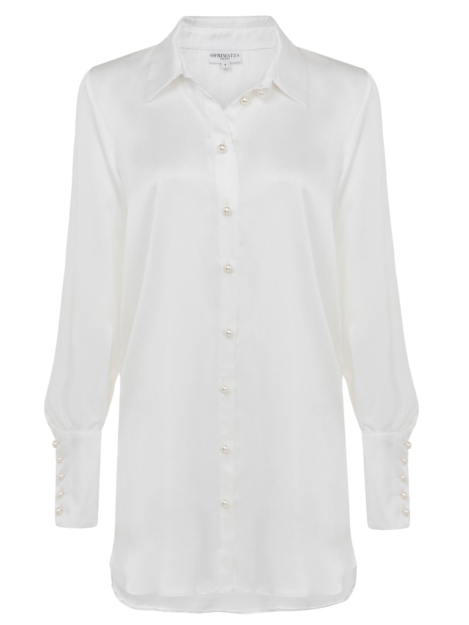 Iris long shirt in Silk | Pearl White