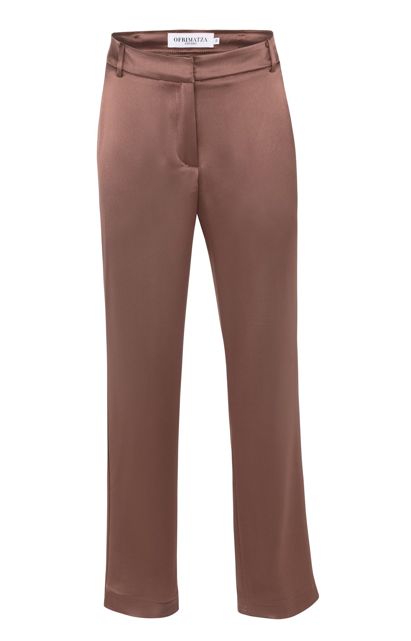 MATZA Tailored High waist Pants in Satin | Chocolate