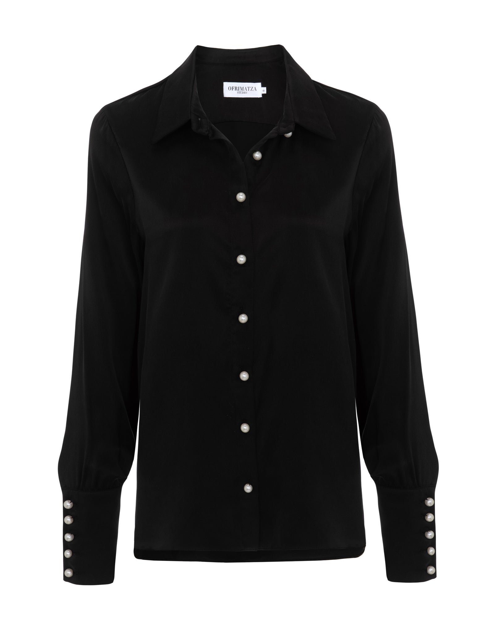 Iris short shirt in Silk | Classic Black