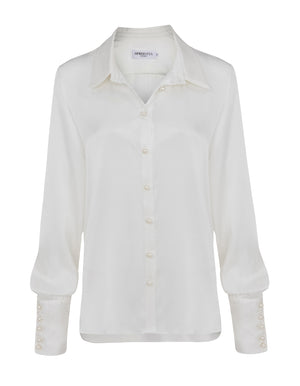Iris short shirt in Silk | Pearl White