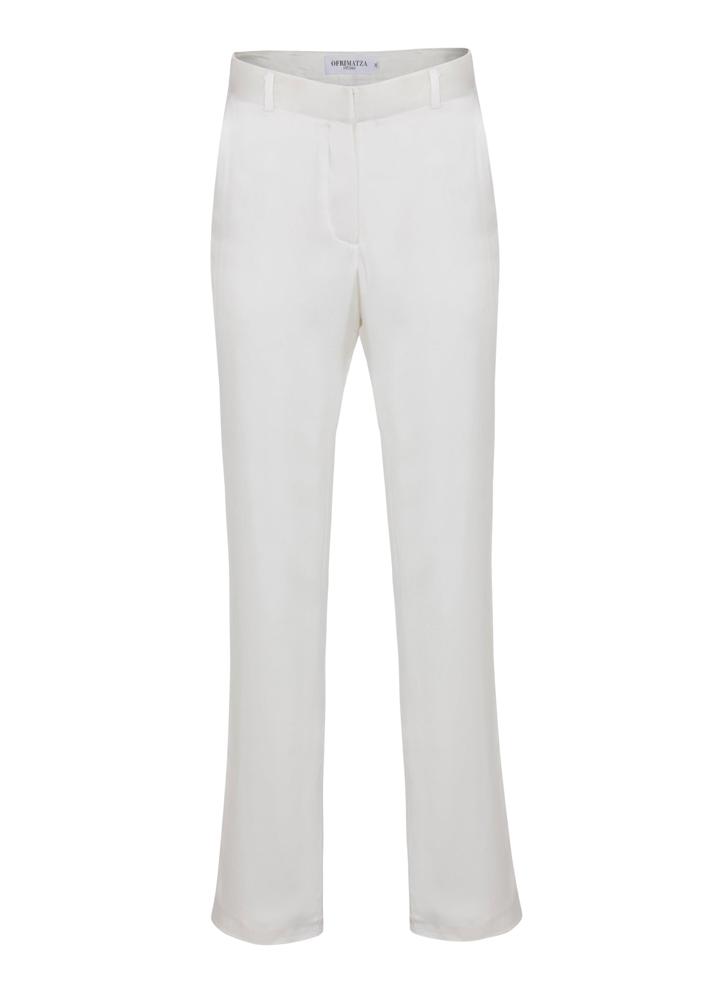 MATZA Tailored High waist Pants in Silk | Pearl White