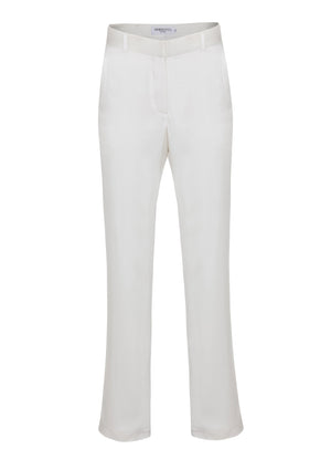 MATZA Tailored High waist Pants in Silk | Pearl White